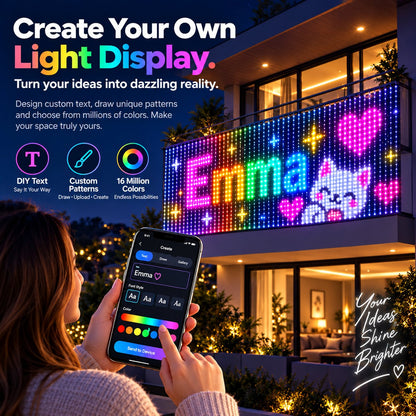 🎄✨ Turn Your Balcony Into A Giant LED Light Show! 📱Smart 400-LED Animated Mesh Screen