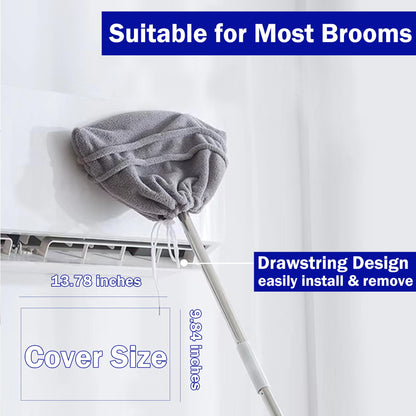 4 Pcs Broom Cloth Covers Wet or Dry Cleaning Mops with Adjustable Drawstring Closure