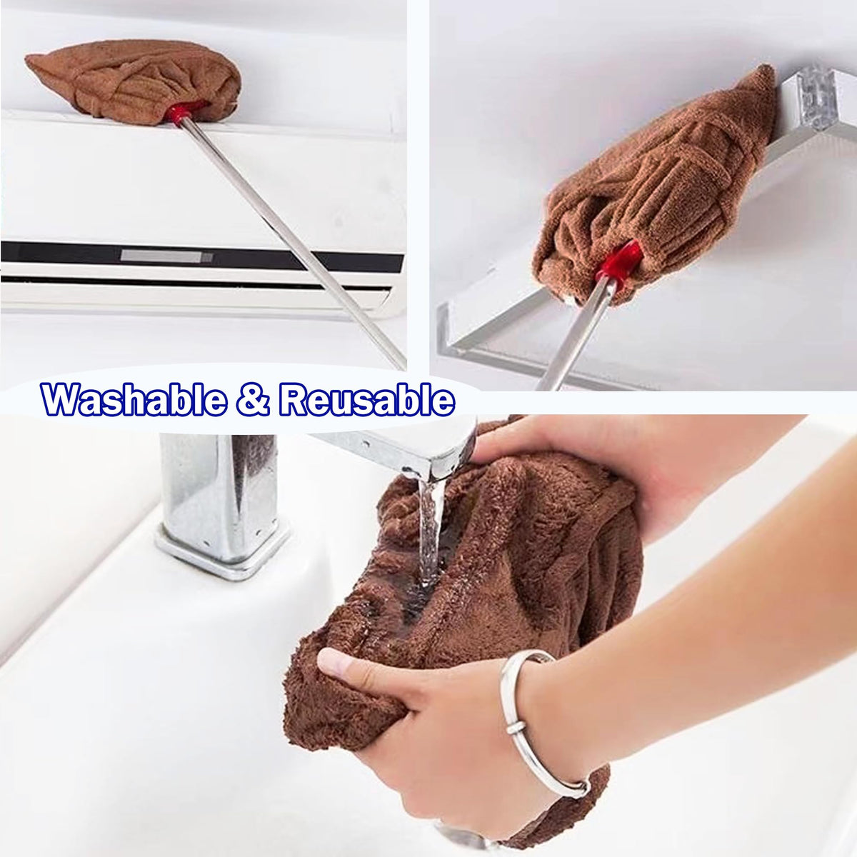 4 Pcs Broom Cloth Covers Wet or Dry Cleaning Mops with Adjustable Drawstring Closure