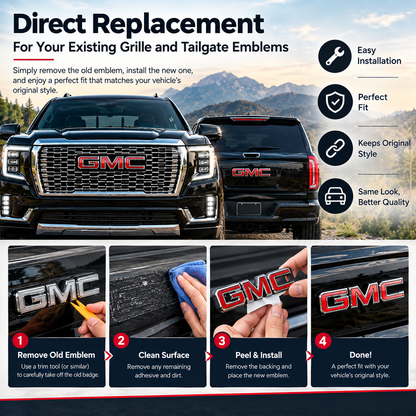 GMC Grille & Tailgate Emblem Replacement Badge Fits 19-26 Sierra
