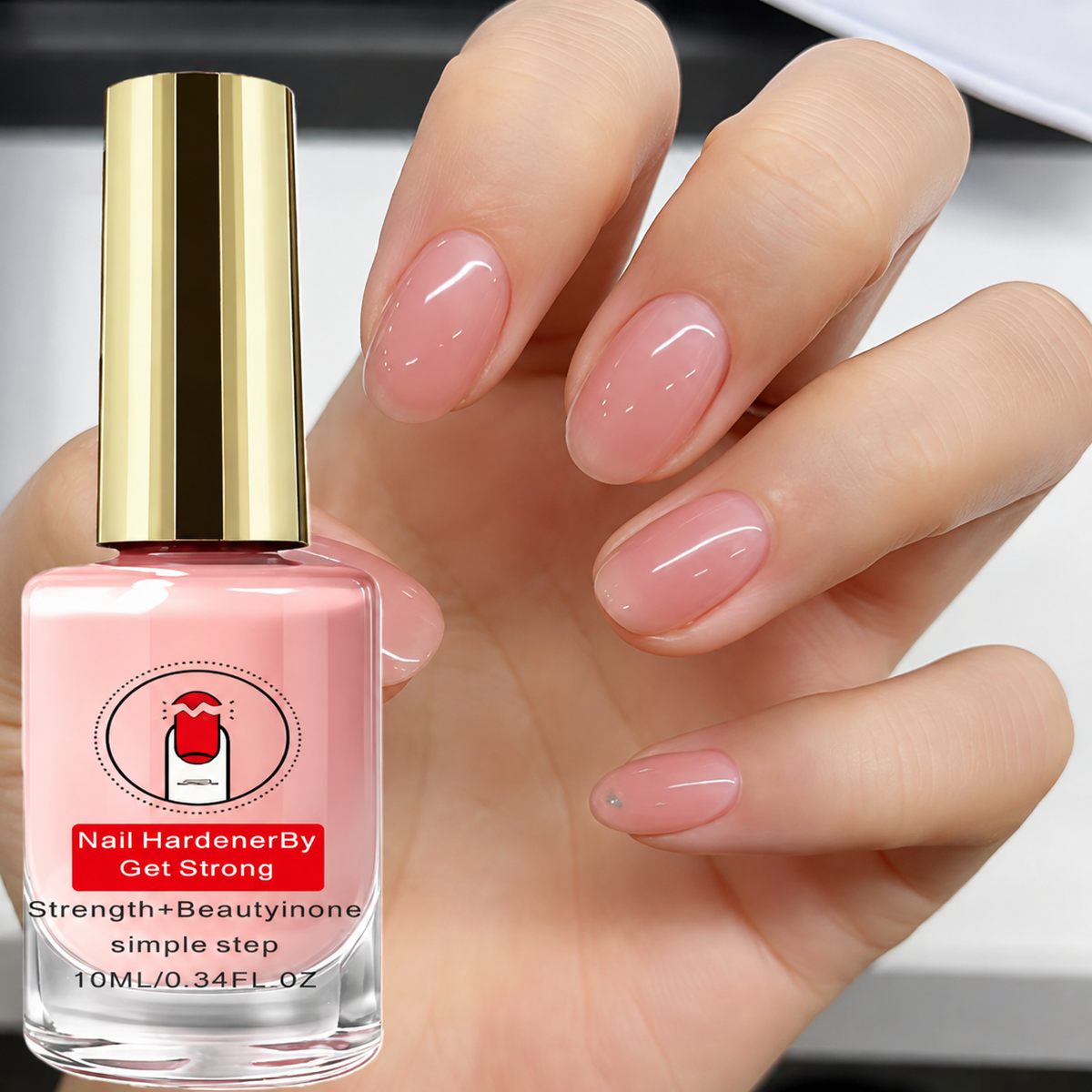 2PCS Natural Pink Nail Strengthener - 10 ml Nail Care Treatment