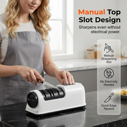 🔪3-Stage Electric & Manual Knife Sharpener-Bring Back the Sharp! 🍅✨