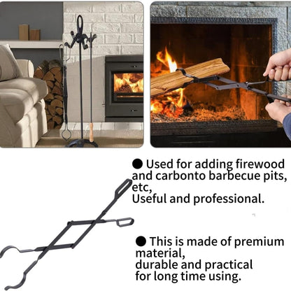 Outdoor Campfire Fireplace Tongs, Log Grabber, Black