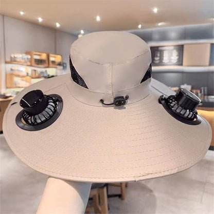 Unisex Sun Hat With Two Fans And UPF 50+ Sun Protection