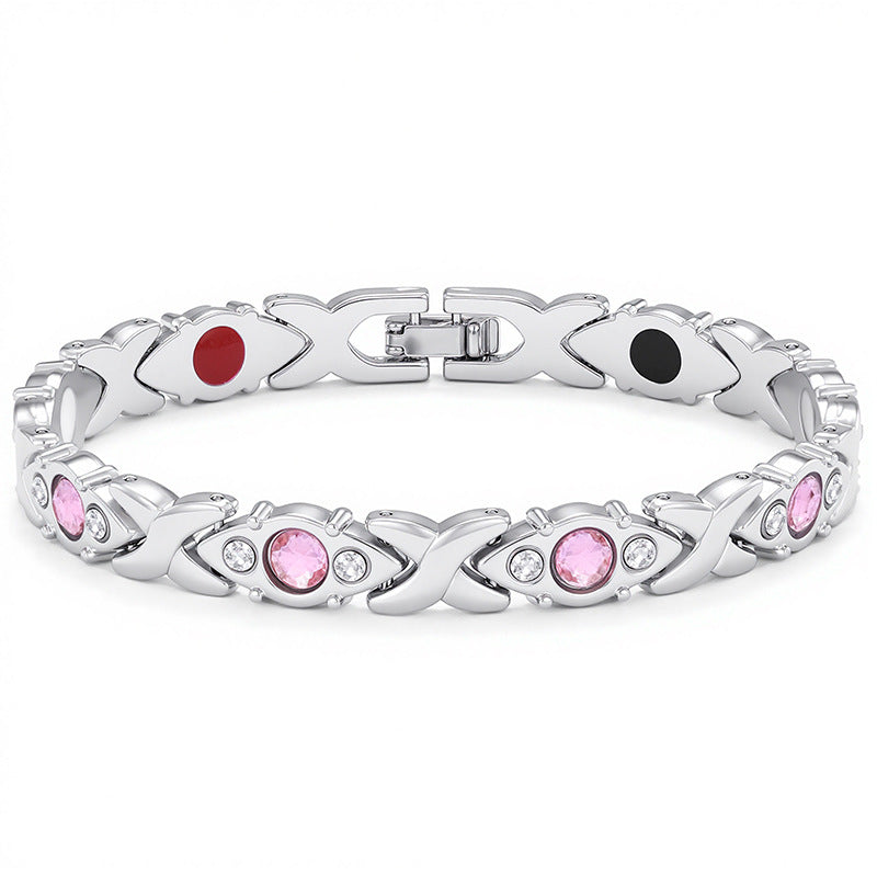 Women's Magnetic Chain Bracelet with Crystal Inlay