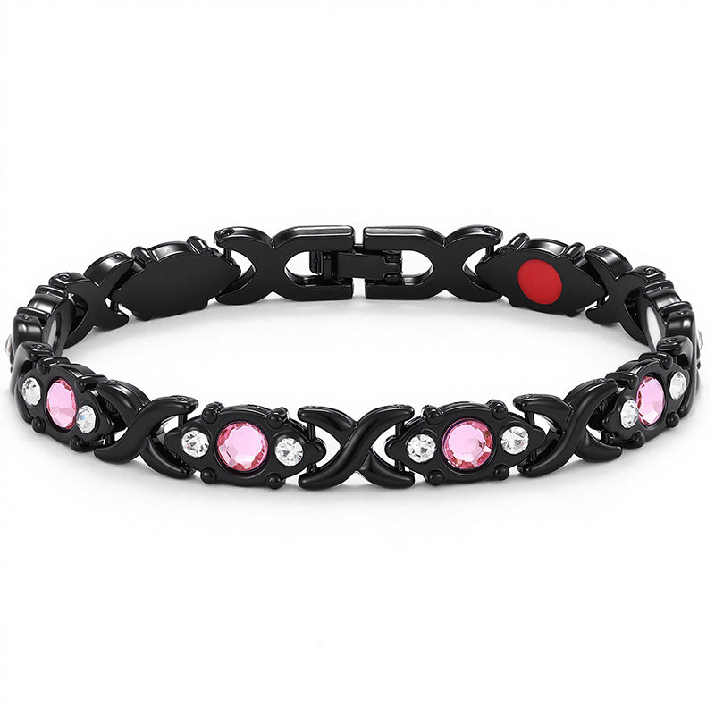 Women's Magnetic Chain Bracelet with Crystal Inlay