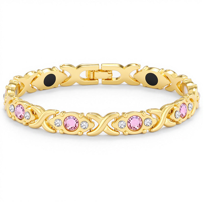 Women's Magnetic Chain Bracelet with Crystal Inlay