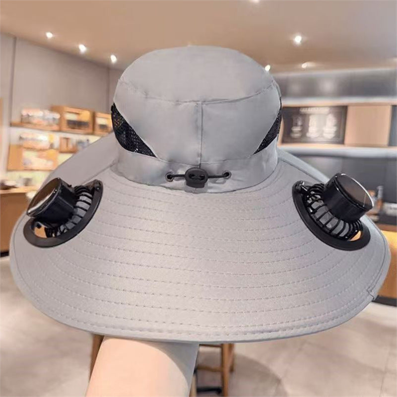 Unisex Sun Hat With Two Fans And UPF 50+ Sun Protection