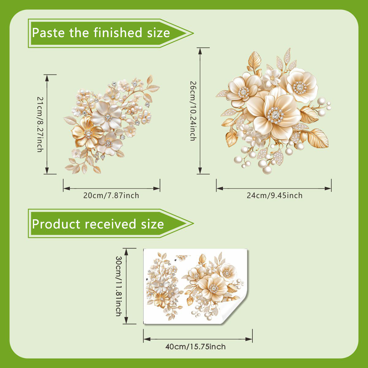 Luxury Golden Pearl Flower Toilet Seat Stickers for Toilet Tank, Shower Room Home Decor