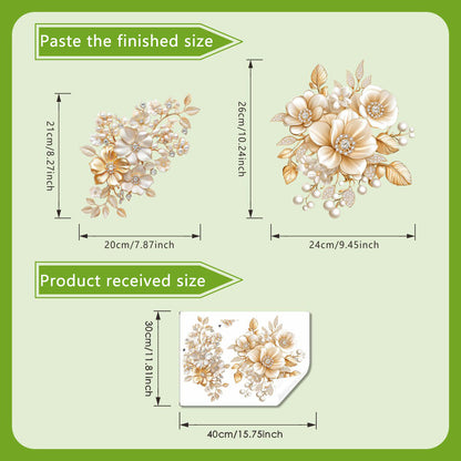 Luxury Golden Pearl Flower Toilet Seat Stickers for Toilet Tank, Shower Room Home Decor
