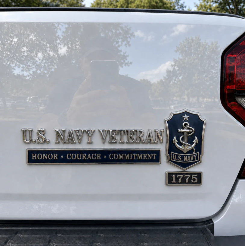 U.S. Military Veteran 3D Metal Car Emblem Badge