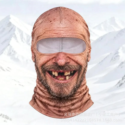 Old Man Ski Mask Funny Realistic Face Balaclava 3D Printed Full Face Winter with Neck Coverage