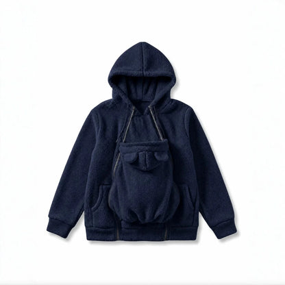 Women Fleece Hoodie Kangaroo Pocket, Baby Carrier Warm Plush Jacket, Winter Parent Child Matching Outfits, Coat For Mom Infant