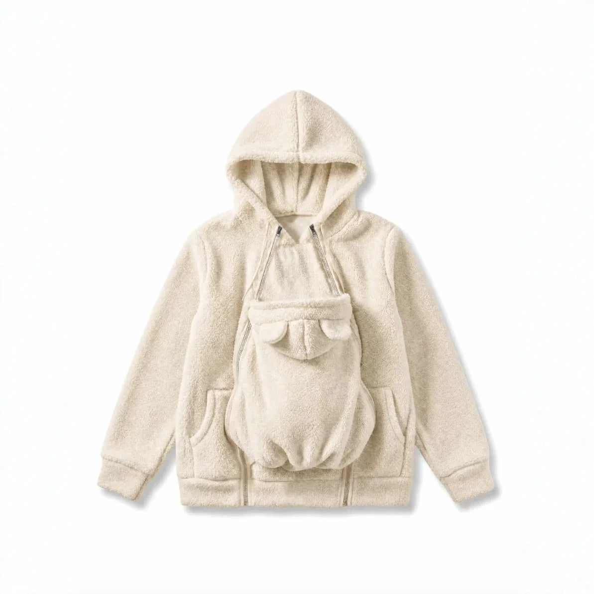 Women Fleece Hoodie Kangaroo Pocket, Baby Carrier Warm Plush Jacket, Winter Parent Child Matching Outfits, Coat For Mom Infant