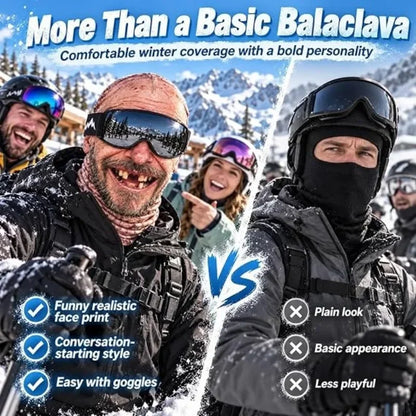 Old Man Ski Mask Funny Realistic Face Balaclava 3D Printed Full Face Winter with Neck Coverage