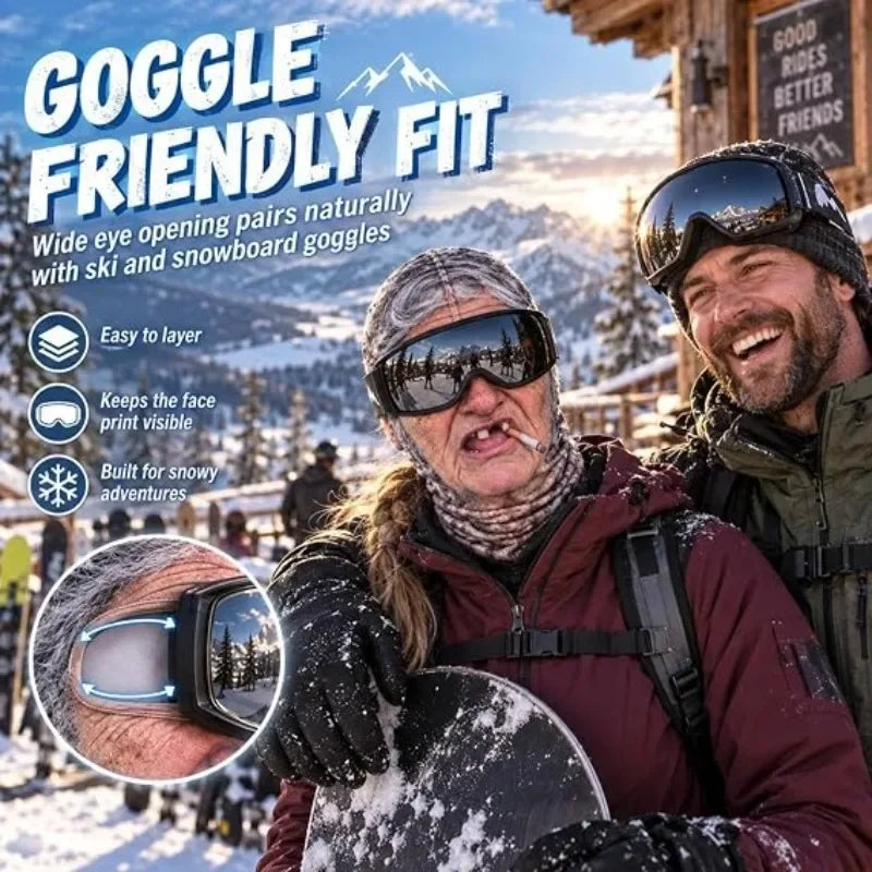 Old Man Ski Mask Funny Realistic Face Balaclava 3D Printed Full Face Winter with Neck Coverage