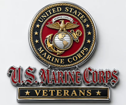 U.S. Marine Corps Semper Fi Devil Dog Car Emblem Metal Badge