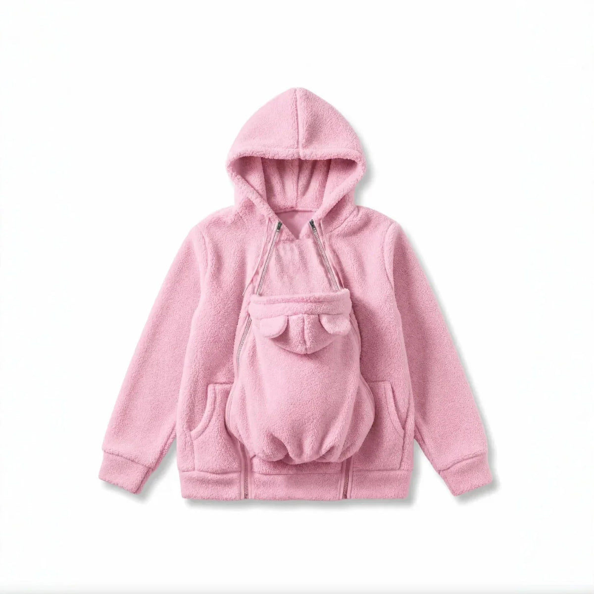 Women Fleece Hoodie Kangaroo Pocket, Baby Carrier Warm Plush Jacket, Winter Parent Child Matching Outfits, Coat For Mom Infant