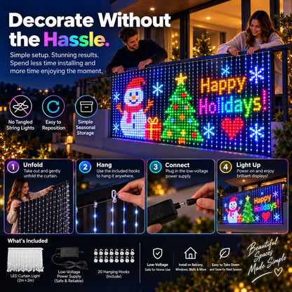 🎄✨ Turn Your Balcony Into A Giant LED Light Show! 📱Smart 400-LED Animated Mesh Screen
