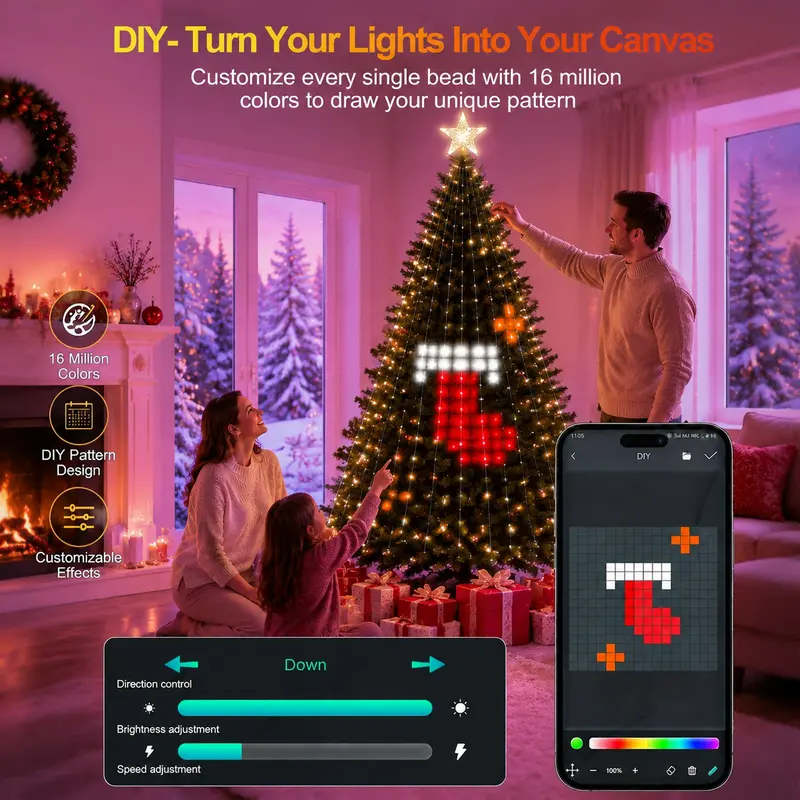Smart Christmas Tree Lights -Color-Changing Light String with Remote and APP Control
