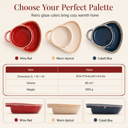 📢📢40% OFF !! ⏰Retro Ceramic Divided Baking Dish with Single Handle